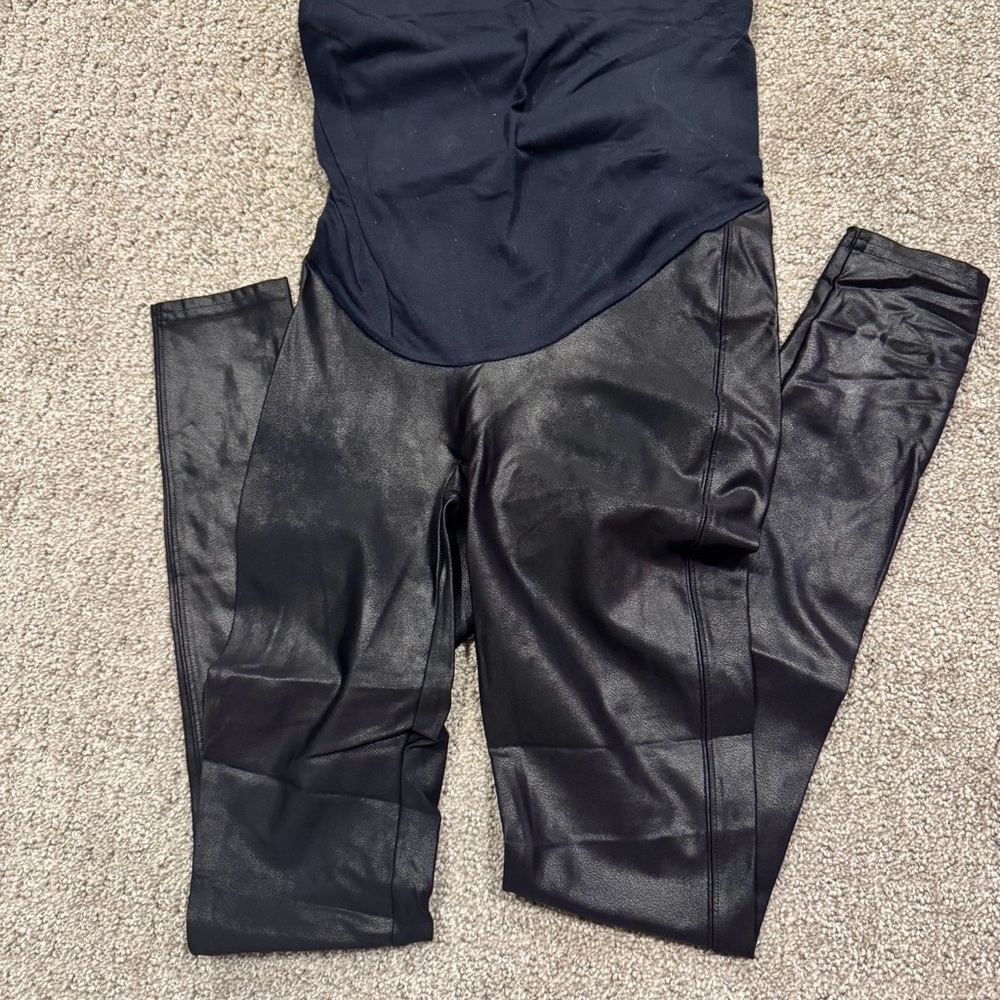 SPANX Faux Leather Maternity Leggings in Black